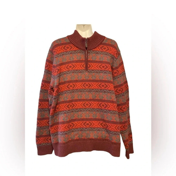 L.L. Bean Fair Isle 1/4 Zip Sweater - Picture 1 of 6